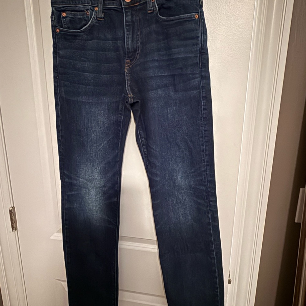 J. Crew Men's Straight Jeans in Dark Blue Wash